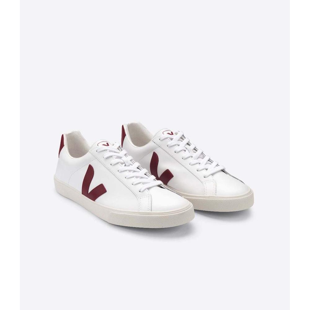 Veja ESPLAR LEATHER Sneakers Dames White/Red | NL 620JPQ